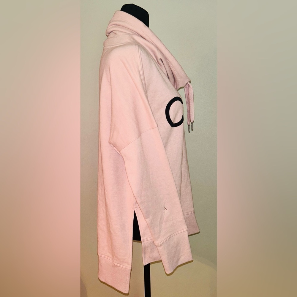 Calvin Klein Cowl Velvet Logo Blush Pink Light Weight Pullover S Mock Neck - Picture 3 of 9